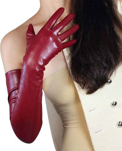 Black Super Long Leather Gloves for Women Faux Patent PU Sexy Opera Glossy Pair Finger Gloves Cosplay Matching in Saudi Arabia