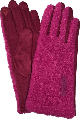 Original USA Womens Fuzzy Hot Pink Fuchsia Stretch Fit Text & Tech Touchscreen Driving Gloves in Saudi Arabia