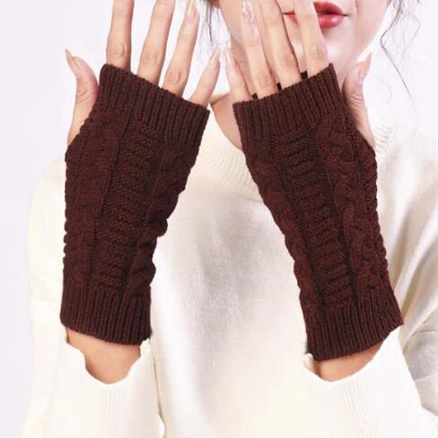 1Pair Fashion Women Long Fingerless Gloves Winter Mitten Knitted Warmer Arm Sleeve Thin Casual Soft Fingerless Unisex Glove in Saudi Arabia