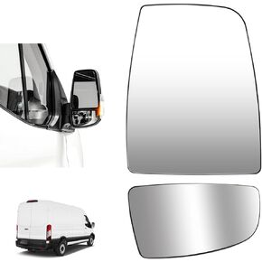 Passenger Side Upper and Lower Mirror Glass Replacement for Ford Transit 150 250 350 from 2015 to 2025, Heated Convex Chromed Mirrors with Backplate, Replaces CK4Z17K707B BK3Z17K707A in Kuwait