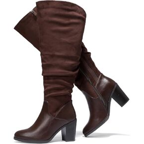 حذاء نسائي طويل حتى الركبة من Luoika، حذاء طويل حتى الركبة، عرض واسع، حذاء طويل للركبة، كعب مكتنز، مقاس كبير. in Kuwait