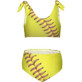 المقربة الصفراء الأربطة اللينة البيسبول الفتيات Tankini المايوه الاطفال بيكيني مجموعات 2 قطعة ثوب السباحة ل 11-12T in Kuwait