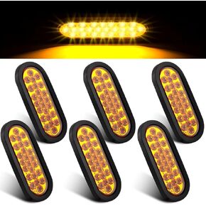 6PCS 6 inch Oval led Amber Strobe 24 LED Trailer Tail Lights Amber Strobe Stop Turn Tail Truck Light Brake Lights with Rubber Grommet 3-Prong Wire Pigtails in Kuwait