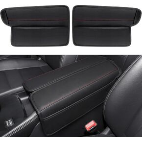 Center Console Armrest Cover for Nissan Rogue 2021-2026, Middle Console Pad Lid Cover Protector Elbow Arm Rest with Side Pockets, Rogue Interior Accessories, PU Leather (Black Stitches) in Kuwait