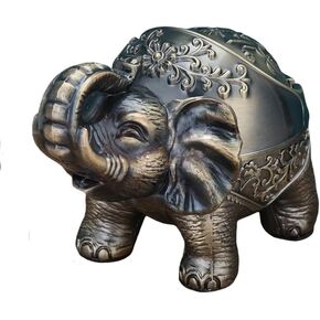 Windproof ashtray indoor and outdoor ashtrays in the living room Metal Elephant Ashtray Vintage Practical Decoration Ash trays for Cigarettes Great Gift for Men Women-Bronze (copper elephant) in Saudi Arabia