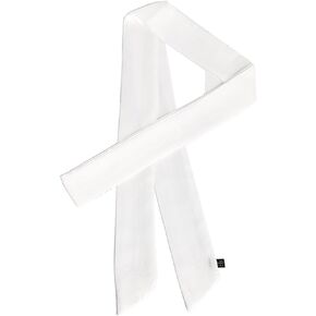 وشاح طويل رفيع من الشيفون يشبه الحرير من Lujuny - حزام خصر رفيع بربطة عنق للنساء والفتيات، 78.0 بوصة (أبيض) in Kuwait