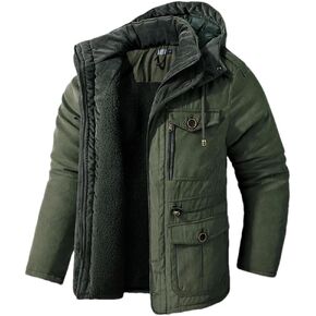 Adhdyuud Men's Cotton-Padded Hooded Parkas Coats Winter Outdoor Thicken Cashmere Fleece Military Warm Jacket in Saudi Arabia