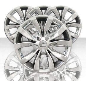 مجموعة 4 قطع من انعكاسات السيارات مقاس 17 بوصة و10 أغطية للعجلات لسيارة كرايسلر 300 2015-2020 - أسود لامع in Kuwait