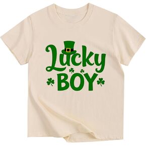 قمصان للأولاد والبنات لعيد القديس باتريك للأطفال تي شيرت محظوظ البرسيم تي شيرت قطني بأكمام قصيرة من 2 إلى 10 سنوات in Kuwait