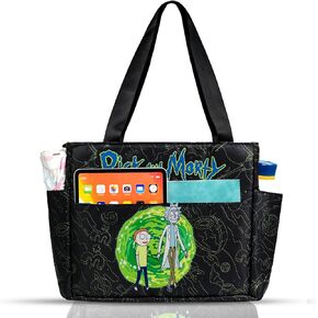 OtRainbow Rick and Morty Tote Bag for Women&Men,Multi-purpose Travel Tote with Front Pockets,Perfect for School,Work, Travel in Kuwait