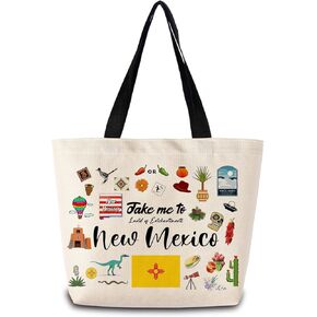 Take Me To New Mexico Tote Bag Reusable Grocery Bags Aesthetic Shopping Shoulder Handbag with Interior Pocket Lightweight & Washable Stylish New Mexico Travel Present for Women in Saudi Arabia