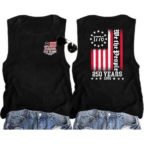 NEWWEN 250th الذكرى الولايات المتحدة الأمريكية قميص المرأة 4th من يوليو تانك القمم العلم الأمريكي الجرافيك قمصان بلا أكمام الدبابات الوطنية in Kuwait