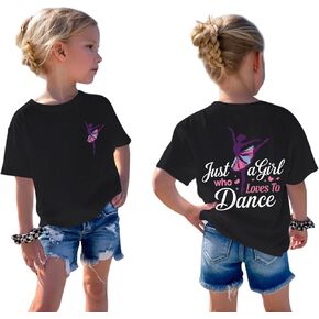 Just A Girl Who Loves to Dance Shirts for Girls Ballet Graphic Tees Cute Kids Tshirt Dancer Gifts Short Sleeve Shirt in Kuwait