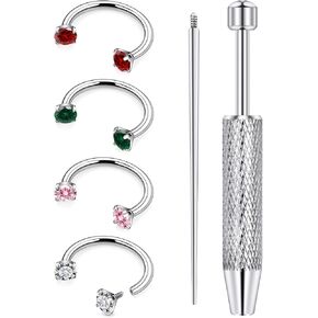 20G 18G 16G 14G Horseshoe Septum Nose Ring Piercing Jewelry F136 Titanium Internal Thread Circular Barbell Daith Rook Earring Smiley Snake Bite Lip Ring Piercing Jewelry for Women CZ in Kuwait