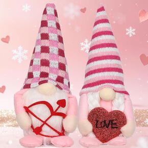 Valentine Gnome Decor Gifts Valentine's Day Gnomes 2Pcs Decorations Handmade Scandinavian Tomte Mr. and Mrs.Gnomes Plush Doll Home Ornament for Girlfriend Wife Women in Kuwait