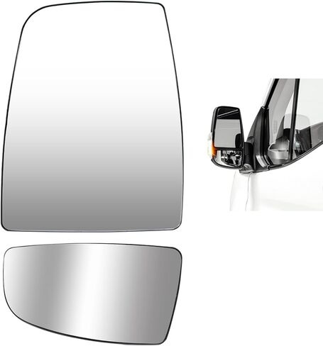 Passenger Side Upper and Lower Mirror Glass Replacement for Ford Transit 150 250 350 from 2015 to 2025, Heated Convex Chromed Mirrors with Backplate, Replaces CK4Z17K707B BK3Z17K707A in Saudi Arabia