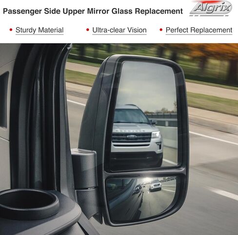 Passenger Side Upper and Lower Mirror Glass Replacement for Ford Transit 150 250 350 from 2015 to 2025, Heated Convex Chromed Mirrors with Backplate, Replaces CK4Z17K707B BK3Z17K707A in Saudi Arabia