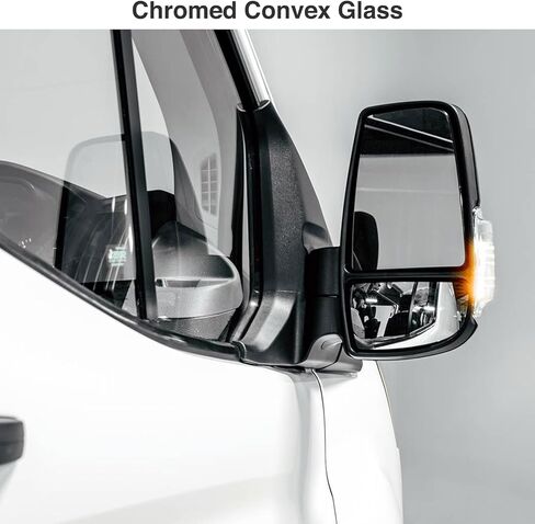 Passenger Side Upper and Lower Mirror Glass Replacement for Ford Transit 150 250 350 from 2015 to 2025, Heated Convex Chromed Mirrors with Backplate, Replaces CK4Z17K707B BK3Z17K707A in Saudi Arabia