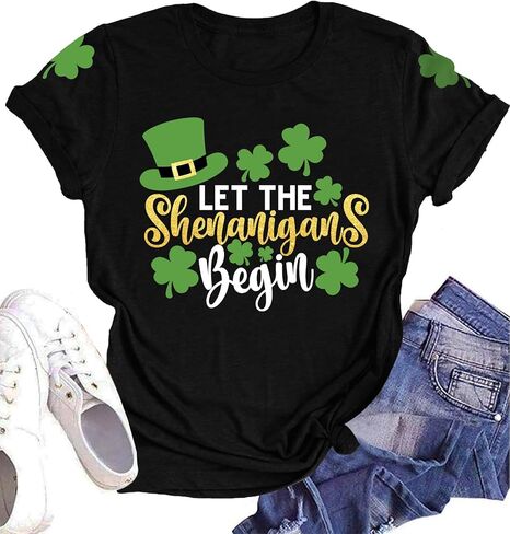 St Patricks Day Shirts for Women Funny Irish Shamrock Tshirts Lucky Clover St Paddy's Gifts Tee Tops in Saudi Arabia