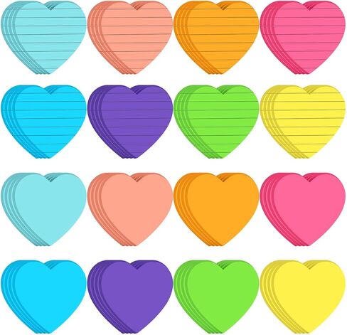 Yexiya 64 Packs Heart Lined Sticky Notes Teacher Valentine's Day Gifts Bright Assorted Colors Sticky Notes for Office Classroom Home, 1920 Sheets in Saudi Arabia