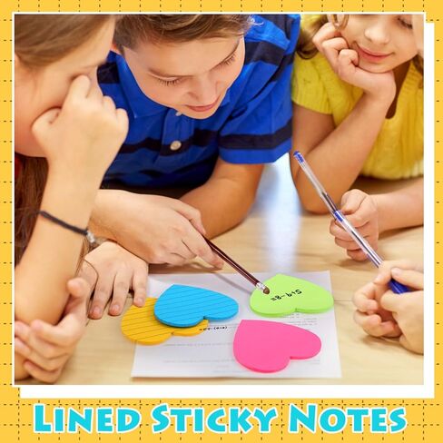 Yexiya 64 Packs Heart Lined Sticky Notes Teacher Valentine's Day Gifts Bright Assorted Colors Sticky Notes for Office Classroom Home, 1920 Sheets in Saudi Arabia
