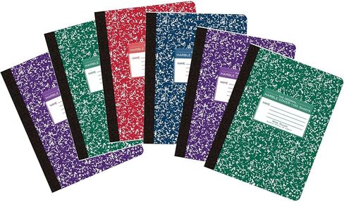 Roaring Spring Hard Cover Composition Notebook, 6 Pack, Assorted Colors Marble Comp Book, 9.75″ x 7.5″, Wide-Ruled with Margin, 100 Sheets (200 Pages) in Saudi Arabia