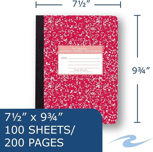 Roaring Spring Hard Cover Composition Notebook, 6 Pack, Assorted Colors Marble Comp Book, 9.75″ x 7.5″, Wide-Ruled with Margin, 100 Sheets (200 Pages) in Saudi Arabia