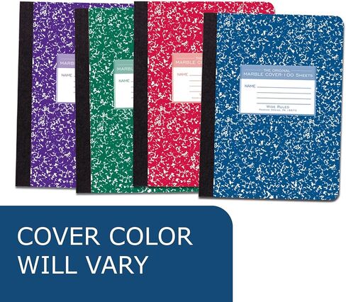 Roaring Spring Hard Cover Composition Notebook, 6 Pack, Assorted Colors Marble Comp Book, 9.75″ x 7.5″, Wide-Ruled with Margin, 100 Sheets (200 Pages) in Saudi Arabia
