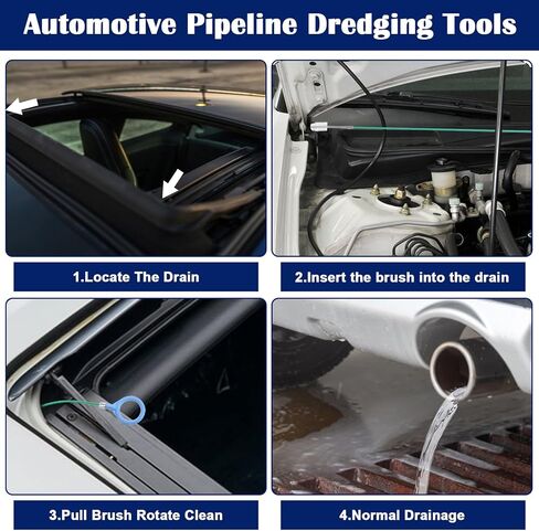 2 Sets Sunroof Drain Cleaning Tool, 78 Inch+118Inch Long Pipe Cleaner Roof Snake Tool for Car Cleaning, Tube Brush, Rain Gutter in Saudi Arabia