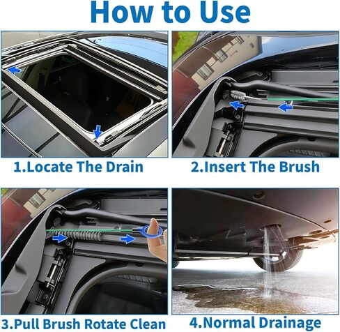 Auto Sunroof Drain Cleaning Tool, 118 Inch Long Flexible Tube Cleaning Brush, Drain Brush Pipe Cleaners for Car Sunroof Windshield Wiper Drain Hole in Kuwait