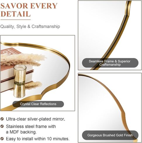 ANDY STAR Black Scalloped Mirror 24x36, Matte Black Bathroom Mirror for Over Sink, Stainless Steel Oval Wall Mirror, Modern Farmhouse Vanity Mirror for Bathroom, Entryway, Living Room, Rust-Resistant in Kuwait