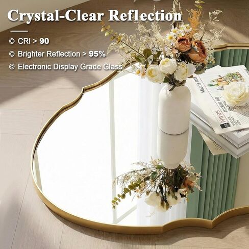 ANDY STAR Black Scalloped Mirror 24x36, Matte Black Bathroom Mirror for Over Sink, Stainless Steel Oval Wall Mirror, Modern Farmhouse Vanity Mirror for Bathroom, Entryway, Living Room, Rust-Resistant in Kuwait