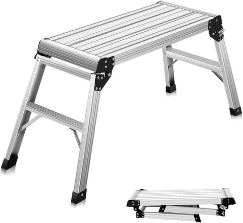 ERGOMASTER 40 بوصة خطوة البراز سلم قابل للطي مقعد عمل محمول من الألومنيوم دريوال البراز مع منصة مطاطية غير زلقة مع سعة 330 رطل كحد أقصى in Kuwait