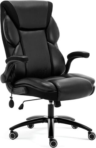 Fabric Office Chair with Inflatable Lumbar Support, Executive Ergonomic Desk Chairs with Flip Arms, High Back Cloth Computer Chair Rocking Function, Heavy Duty Metal Base 300 lbs Capacity| Grey in Saudi Arabia