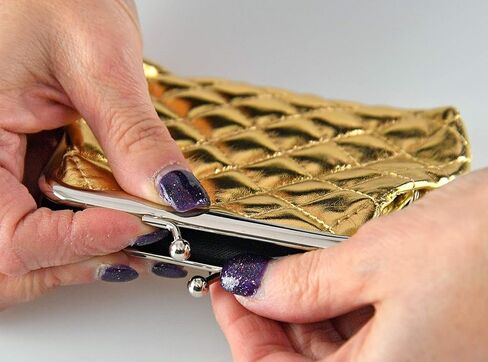 Home-X Metallic Quilted Coin Purse Clasp Closure, Pouch for Women, Miniature Handbag, Cute Wallet Pouch, Buckle Wallet-Gold-4 ¾"L x 4 ¼"H in Saudi Arabia