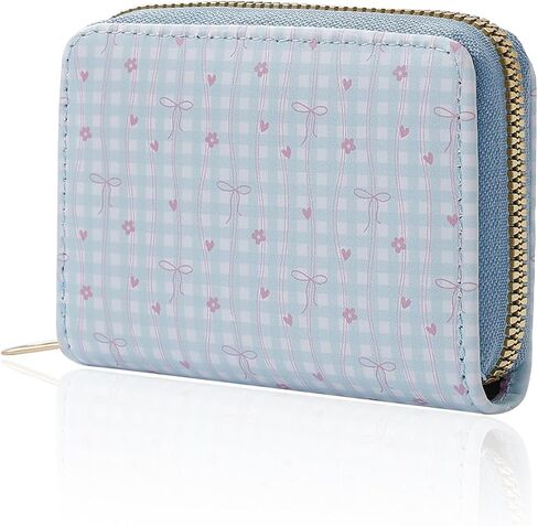Denvin Small Wallet Women, Coin Purse, Credit Card Holder for Woman, Zipper Cute Coquettte Wallets Stuff with Bow (Little Cherry and Pink Bow) in Saudi Arabia