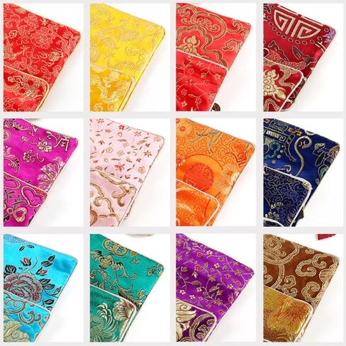 Coin Purse Small Chinese Style Jewelry Organizer Cloth Jewelry Storage Bag(Wine red) in Saudi Arabia