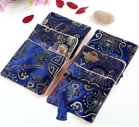 Coin Purse Small Chinese Style Jewelry Organizer Cloth Jewelry Storage Bag(Wine red) in Saudi Arabia