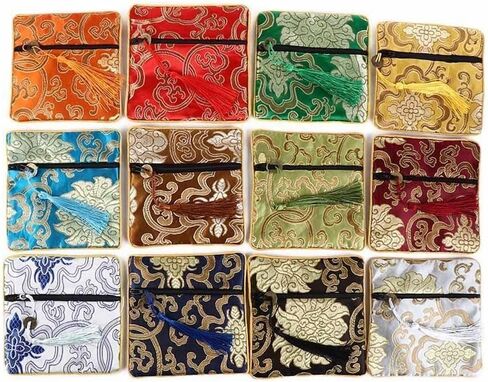Coin Purse Small Chinese Style Jewelry Organizer Cloth Jewelry Storage Bag(Wine red) in Saudi Arabia