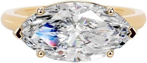 1-3 Carat Marquise Moissanite Engagement Ring, Colorless VVS1, East-West Setting in 10K, 14K, 18K Solid Gold or 925 Sterling Silver, Wedding Ring, Valentine Gift for Women in Saudi Arabia