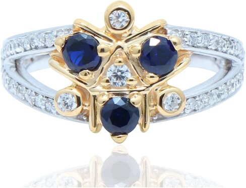 1CT الياقوت الأزرق 925 الفضة نردي العبقري غريب الأطوار المرأة خاتم الخطوبة زورا في طبقتين مطلية بالذهب in Saudi Arabia