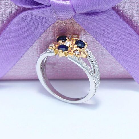 1CT الياقوت الأزرق 925 الفضة نردي العبقري غريب الأطوار المرأة خاتم الخطوبة زورا في طبقتين مطلية بالذهب in Saudi Arabia