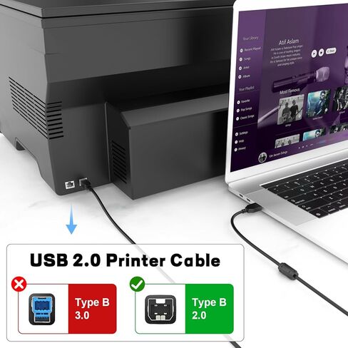 كابل USB 2.0 من الطابعة إلى الكمبيوتر لـ Epson وHP وCanon وBrother وLexmark وDell وXerox وSamsung والمزيد من الطابعات والماسحات الضوئية والخوادم ولوحات مفاتيح MIDI والبيانو والاتصال بالكمبيوتر والكمبيوتر المحمول والكمبيوتر الشخصي (5 أقدام و1.5 متر) in Saudi Arabia