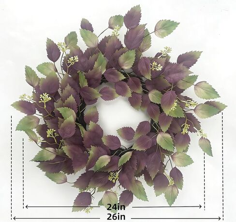 26" Purple Hibiscus & Eucalyptus Leaf Wreath for Front Door - Large Artificial Greenery Outdoor Wreath for Porch, Window, Farmhouse, Home, Holiday, Hanging Decor - Spring, Summer, Fall, All Seasons in Saudi Arabia