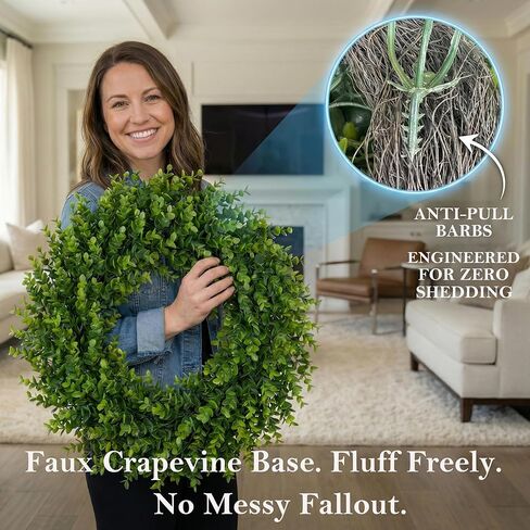 24 Inch Boxwood Wreath for Front Door, Large Green Outdoor Wreaths Weatherproof for Windows with Ribbon in Saudi Arabia