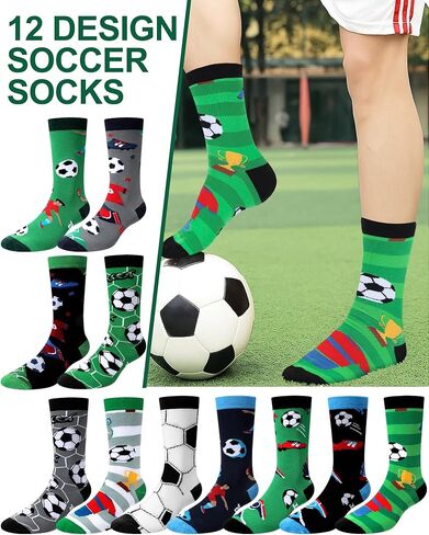 Haysandy 12 Pairs Novelty Soccer Socks for Men Funny Cotton Crew Socks Sports Gifts for Soccer Lovers Fans Coach Players Team Party Favors in Saudi Arabia