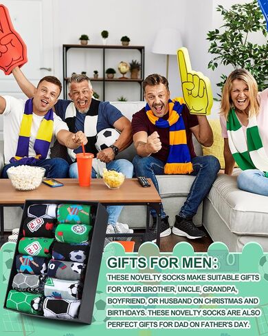 Haysandy 12 Pairs Novelty Soccer Socks for Men Funny Cotton Crew Socks Sports Gifts for Soccer Lovers Fans Coach Players Team Party Favors in Saudi Arabia