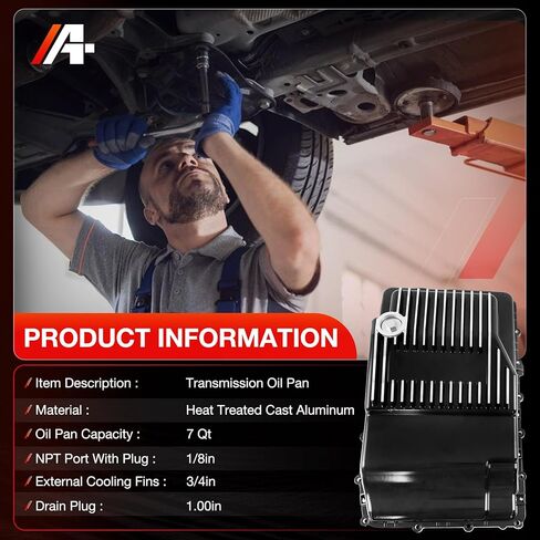 10R80 Cast Aluminum Transmission Oil Pan Heavy-Duty Compatible with Ford F-150, Explorer, Mustang, Expedition, Ranger, Bronco 2017-2025 & Lincoln Navigator 2018-2025- Replaces 328053110 in Saudi Arabia