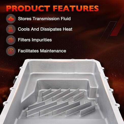 10R80 Cast Aluminum Transmission Oil Pan Heavy-Duty Compatible with Ford F-150, Explorer, Mustang, Expedition, Ranger, Bronco 2017-2025 & Lincoln Navigator 2018-2025- Replaces 328053110 in Saudi Arabia