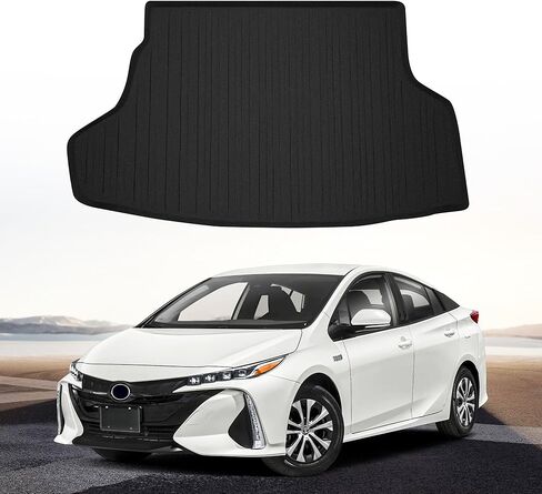 سجادة صندوق السيارة لسيارة Toyota Prius Prime 2019-2022 - مقاس مخصص، مناسب لجميع المواسم، أسود، بطانة حمولة مطاطية - شكل ثلاثي الأبعاد، مقاس بالليزر، مقاوم للماء، مقاوم للبقع، حماية 100% in Saudi Arabia